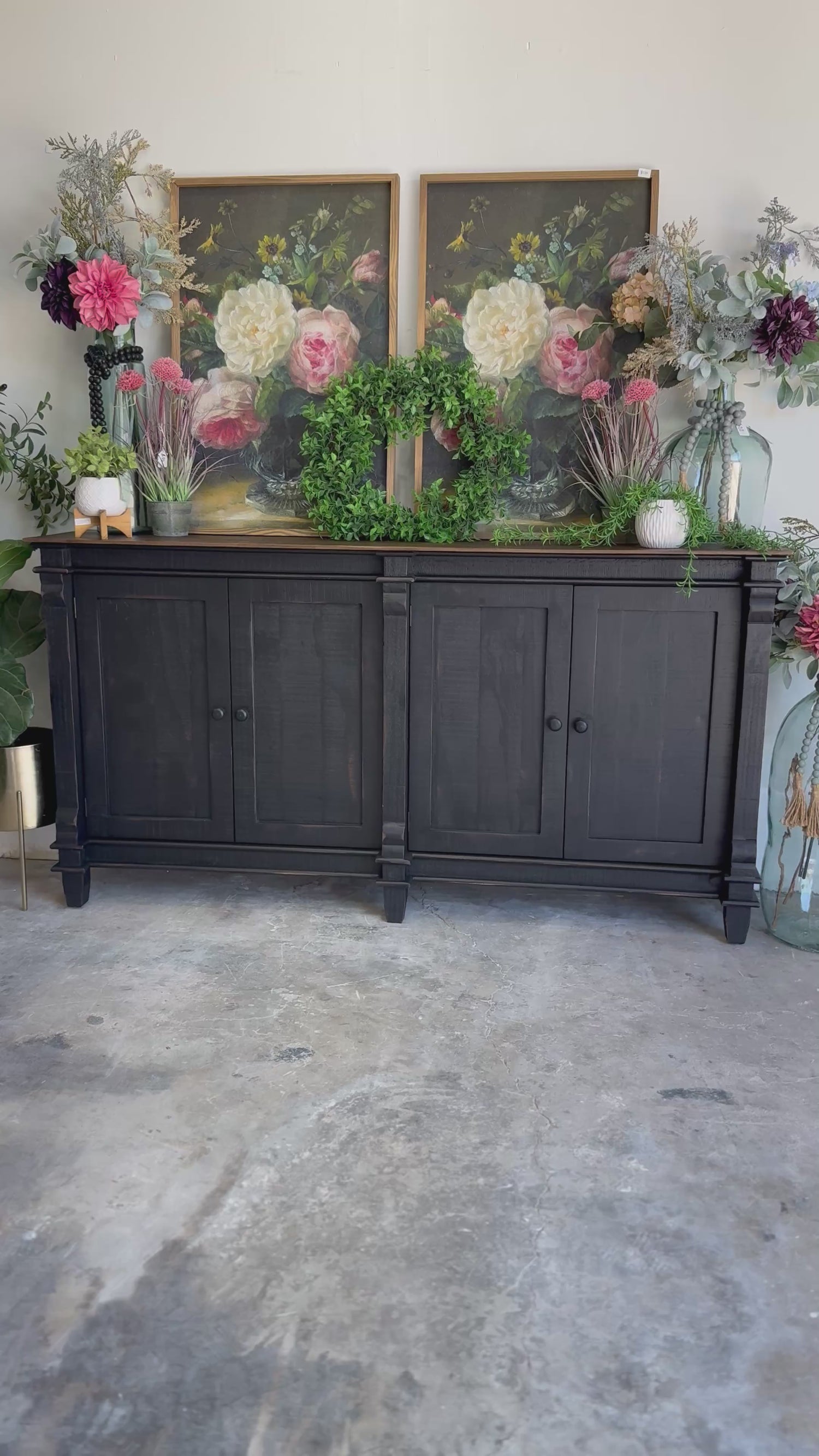 Allison 4 Door Console-Handrubbed Black/Sparrow