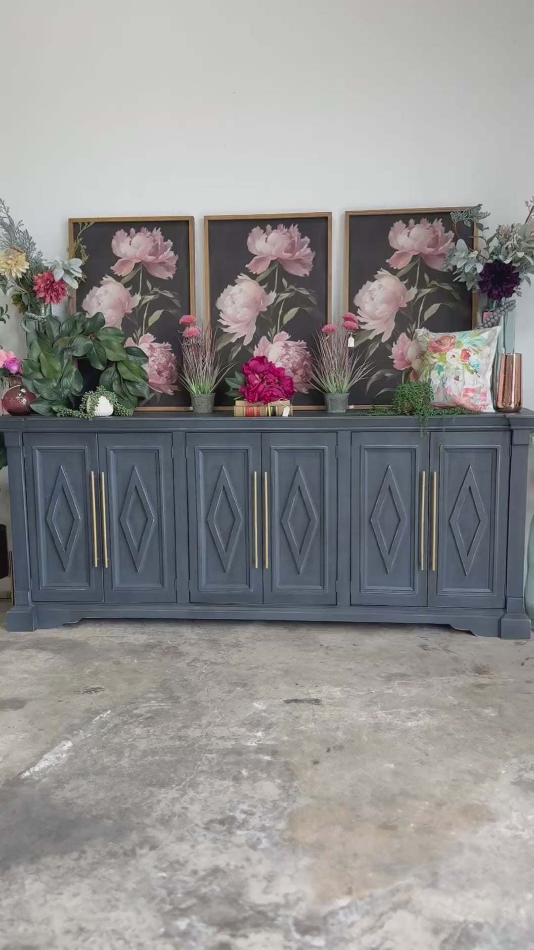 Chloe 6 Door Console-Blue Haze™/Gold