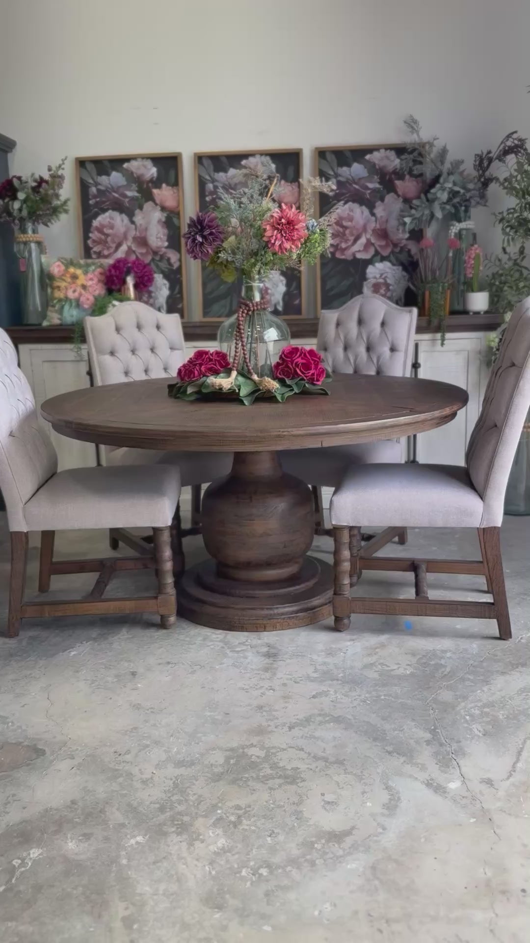 Lilly 60" Round Pedestal Dining Table-Honeywood™