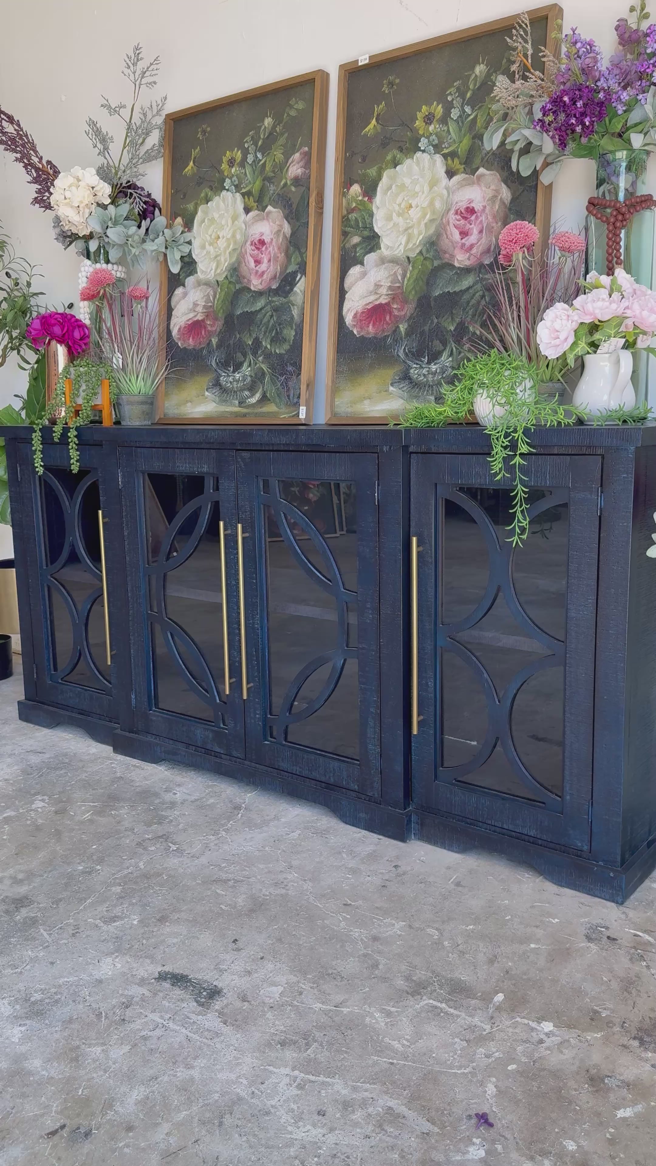 Circle Door Console-Deep Blue/Gold