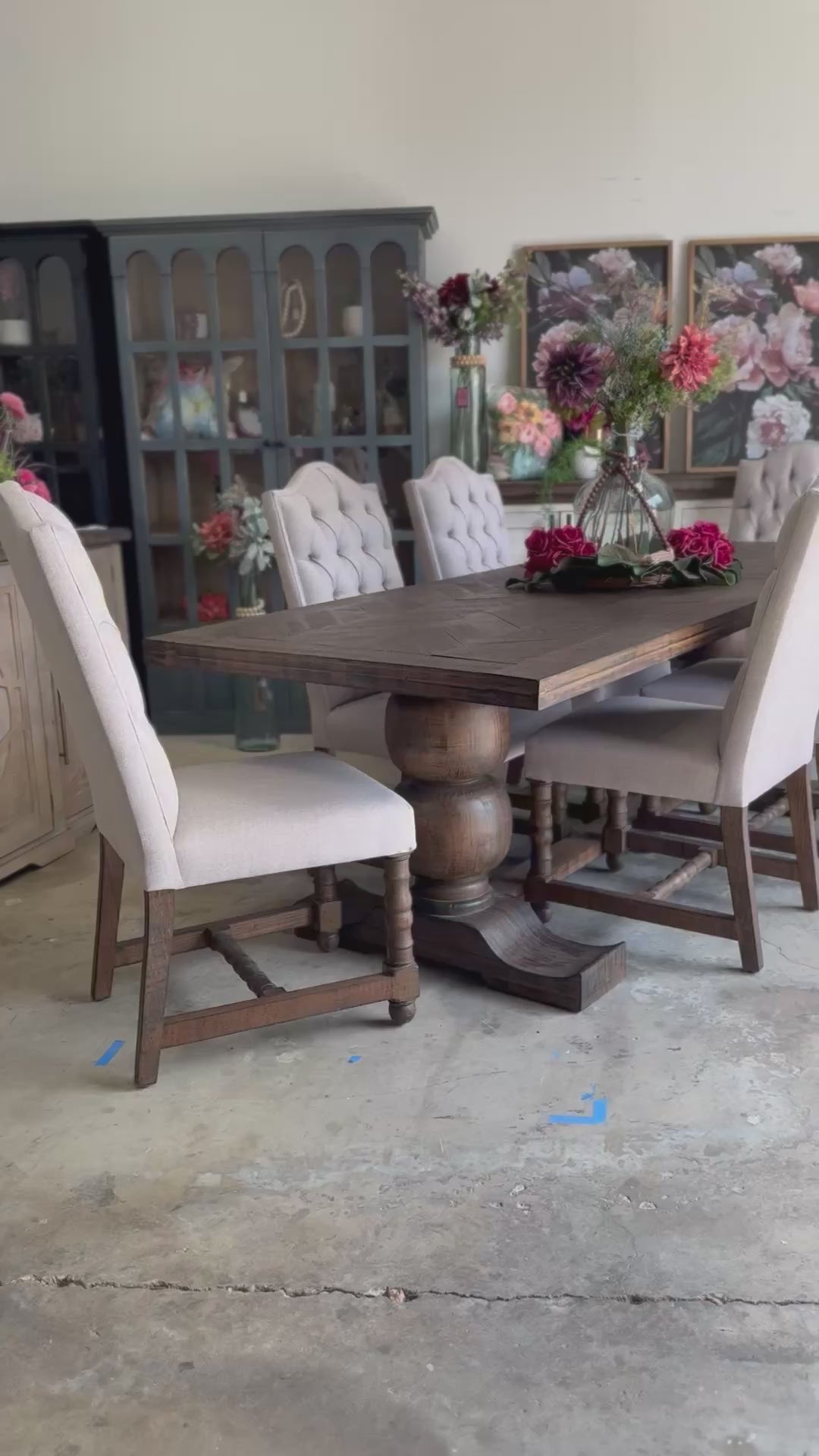 Myla 8 Foot Rounded Pedestal Table Set With 6 Upholstered chairs-Honeywood™
