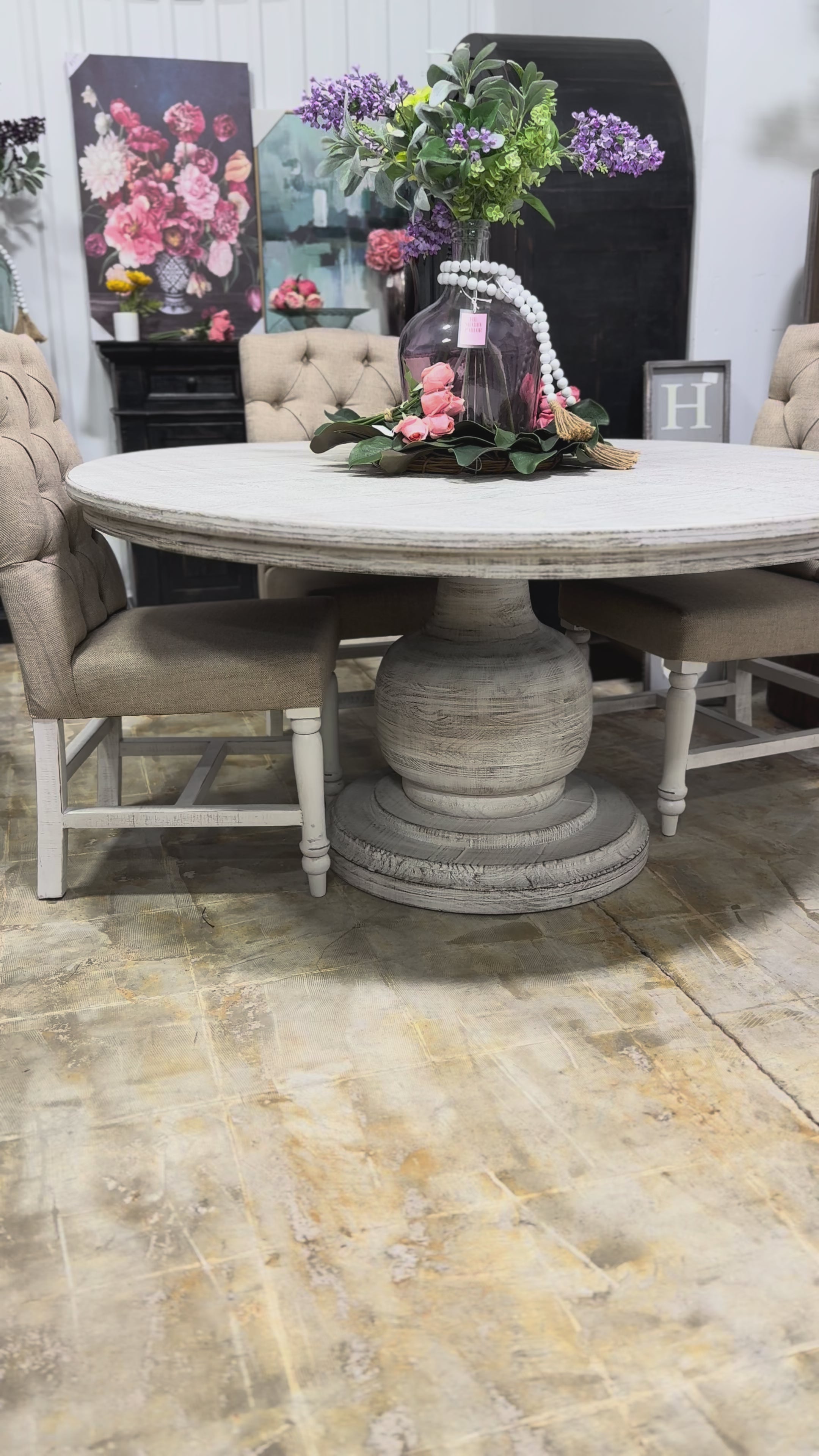 Lilly 60" Round Pedestal Dining Table-Toasted Wheat