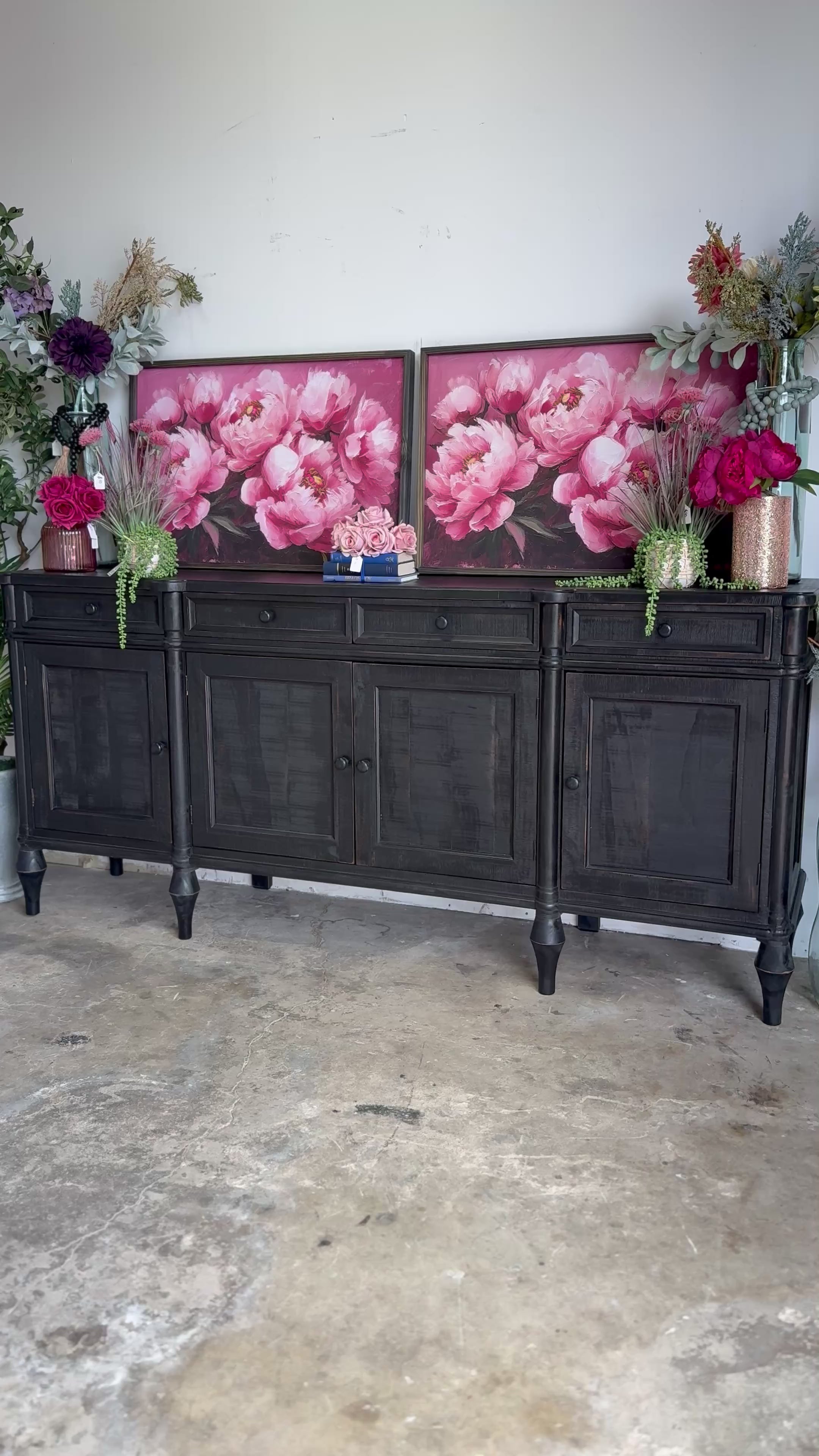 Celine 4 Door Console-Handrubbed Black