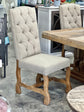 Trestle Table Set- Bench, 4 Upholstered Chairs
