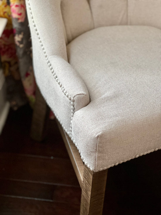 Libby Upholstered Tufted Dining Chair-Ivory/Nail Trim