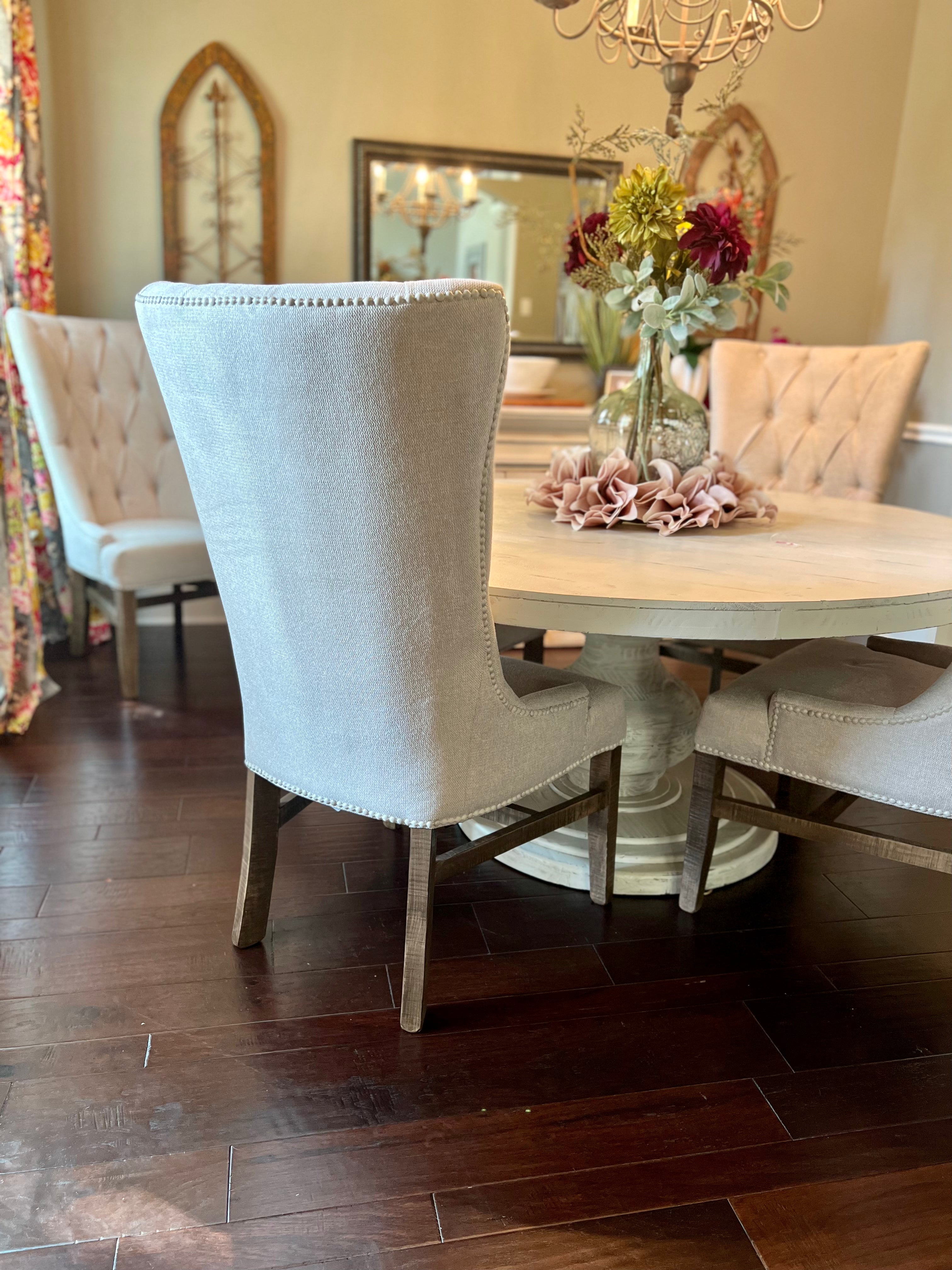 Libby Upholstered Tufted Dining Chair-Ivory/Nail Trim