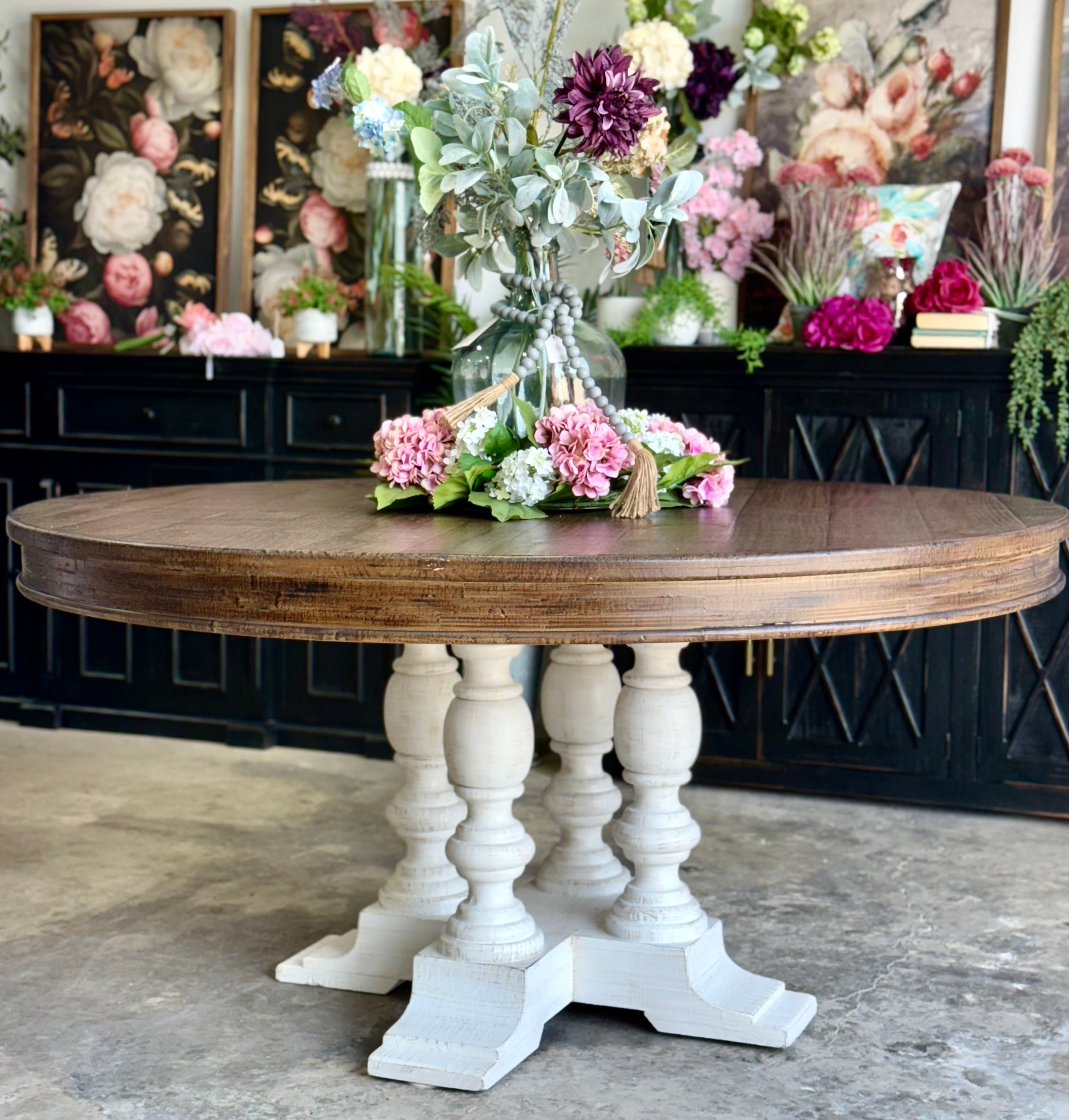 Kennedy 63&quot; Round Dining Table-White Wheat/Honeywood™