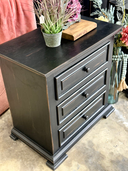 Charlotte 3-Drawer Nightstand-Handrubbed Black