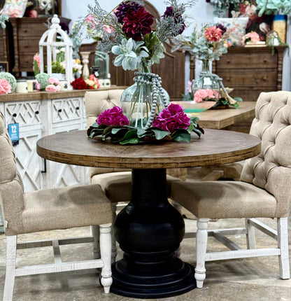 Clara 47&quot; Round Dining Table-Black/Honeywood™