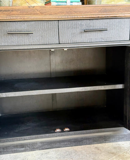 Reese 99" 6 Door Console-Black/Honeywood