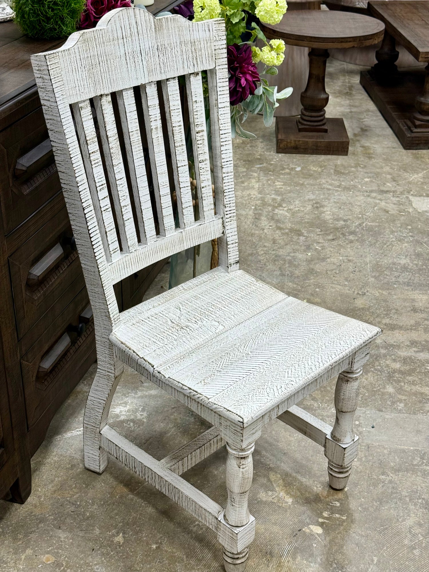 Mindy Solid Wood Dining Chair-White Wheat