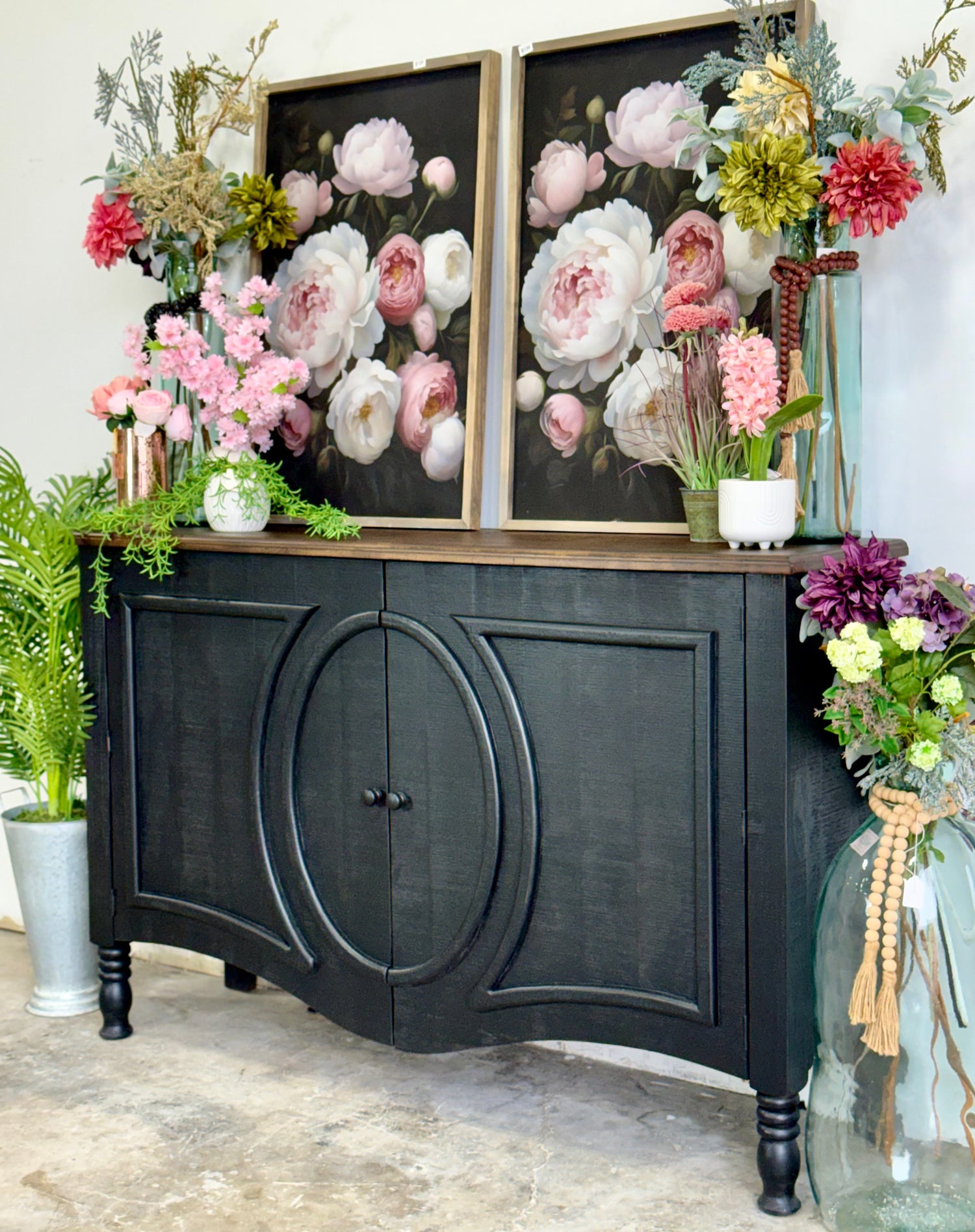 Natty Console- Handrubbed Black/Honeywood