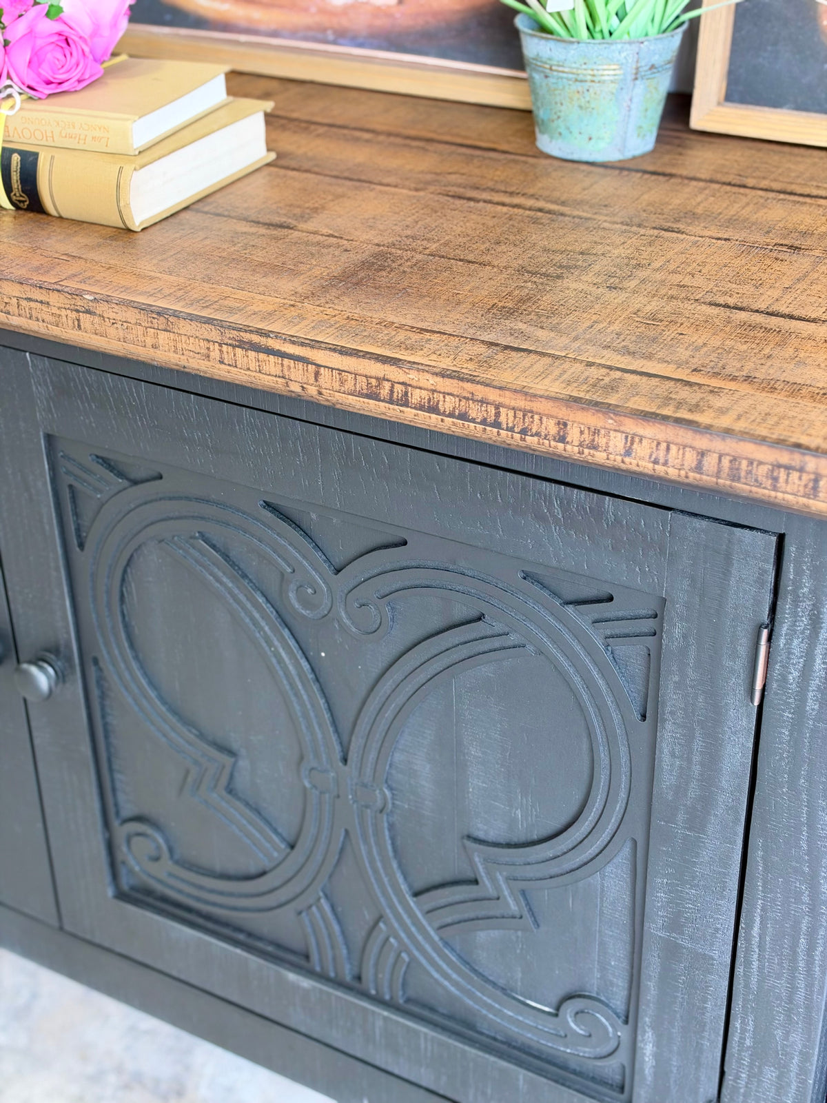 Harper 108" Console-Black/Honeywood