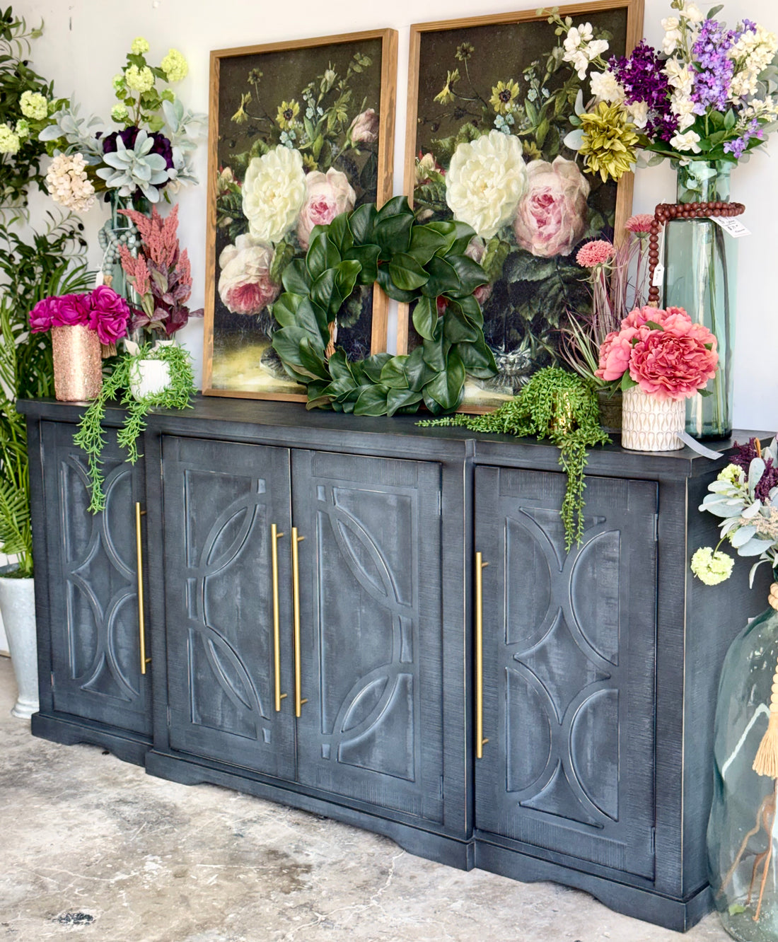 Circle Door Console-Blue Haze/Gold