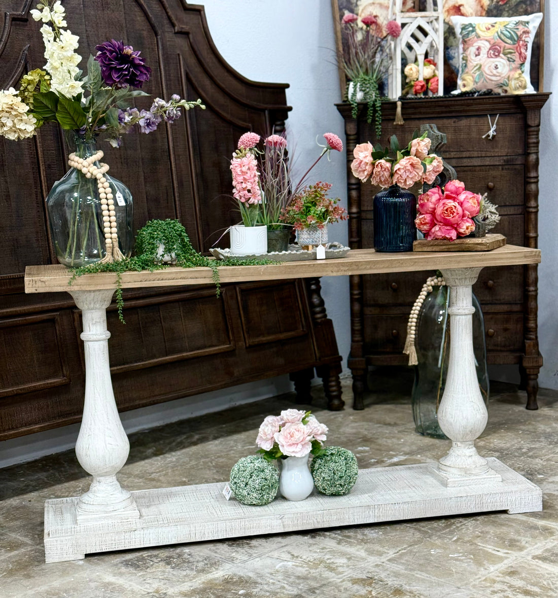 Amber Entryway/Sofa table-White Wheat/Sandstone