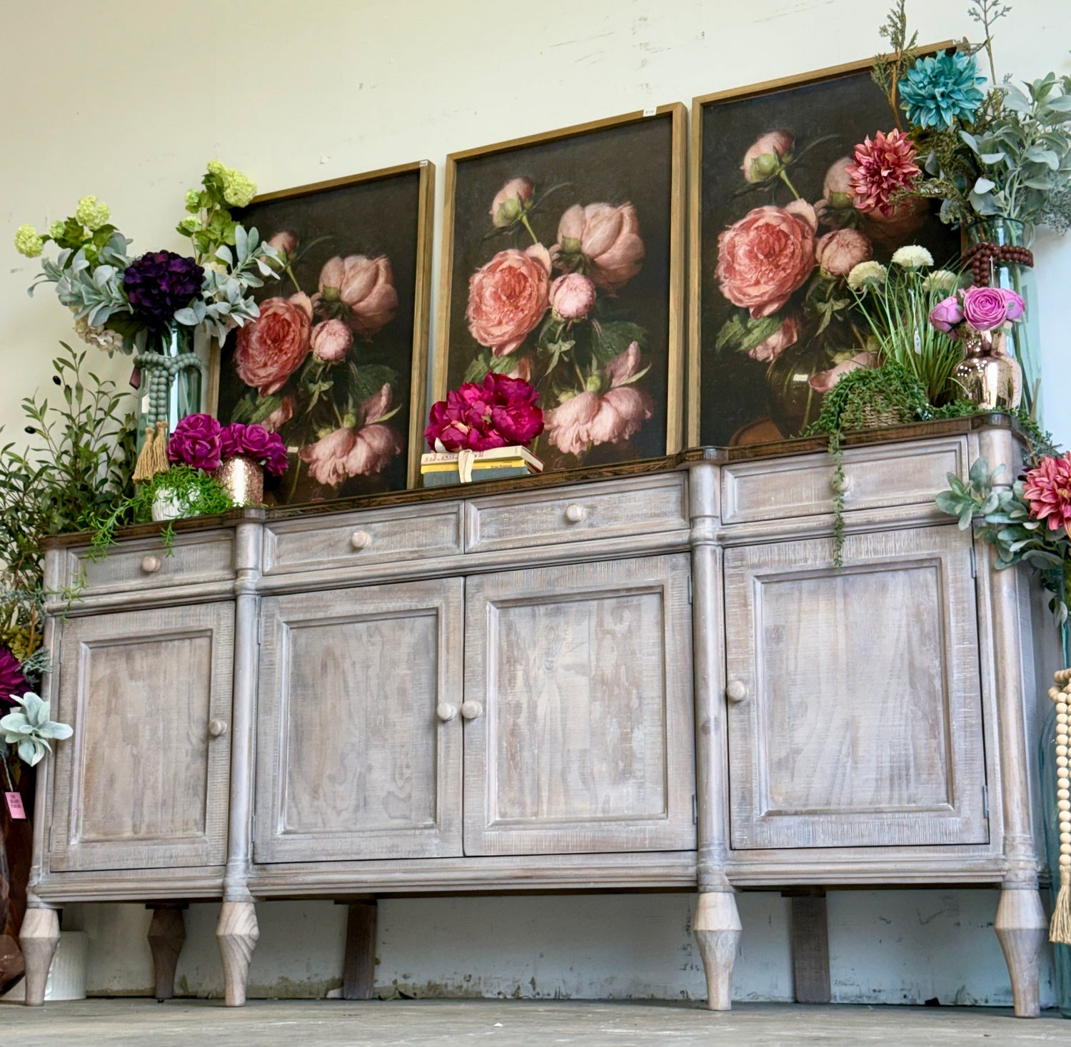 Celine 4 Door Console-Soft Drift/Honeywood