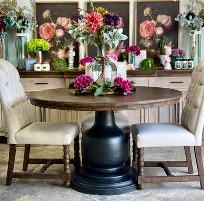 Lilly 54" Round Pedestal Dining Table-Black/Honeywood™
