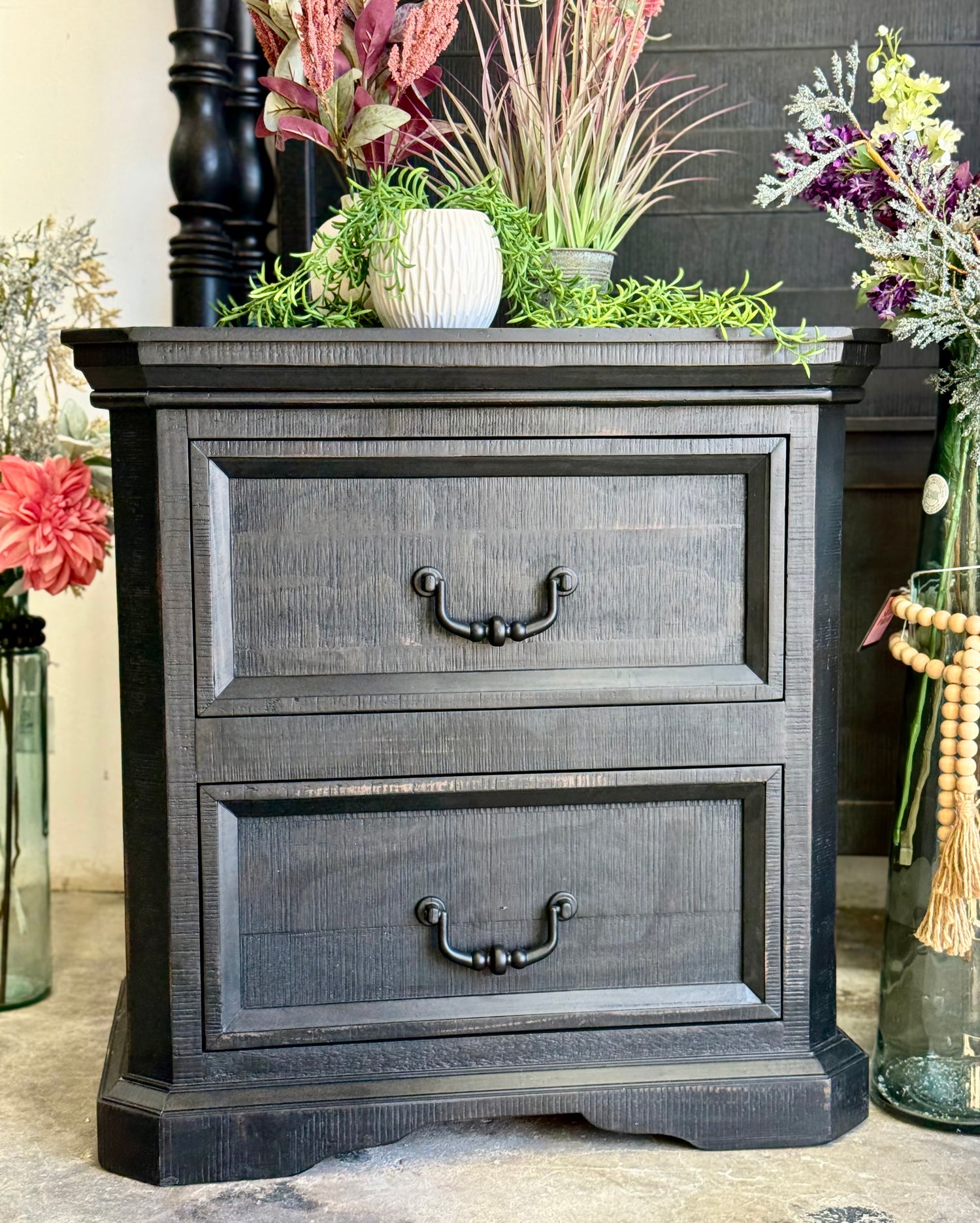 Willow Nightstand-Handrubbed Black