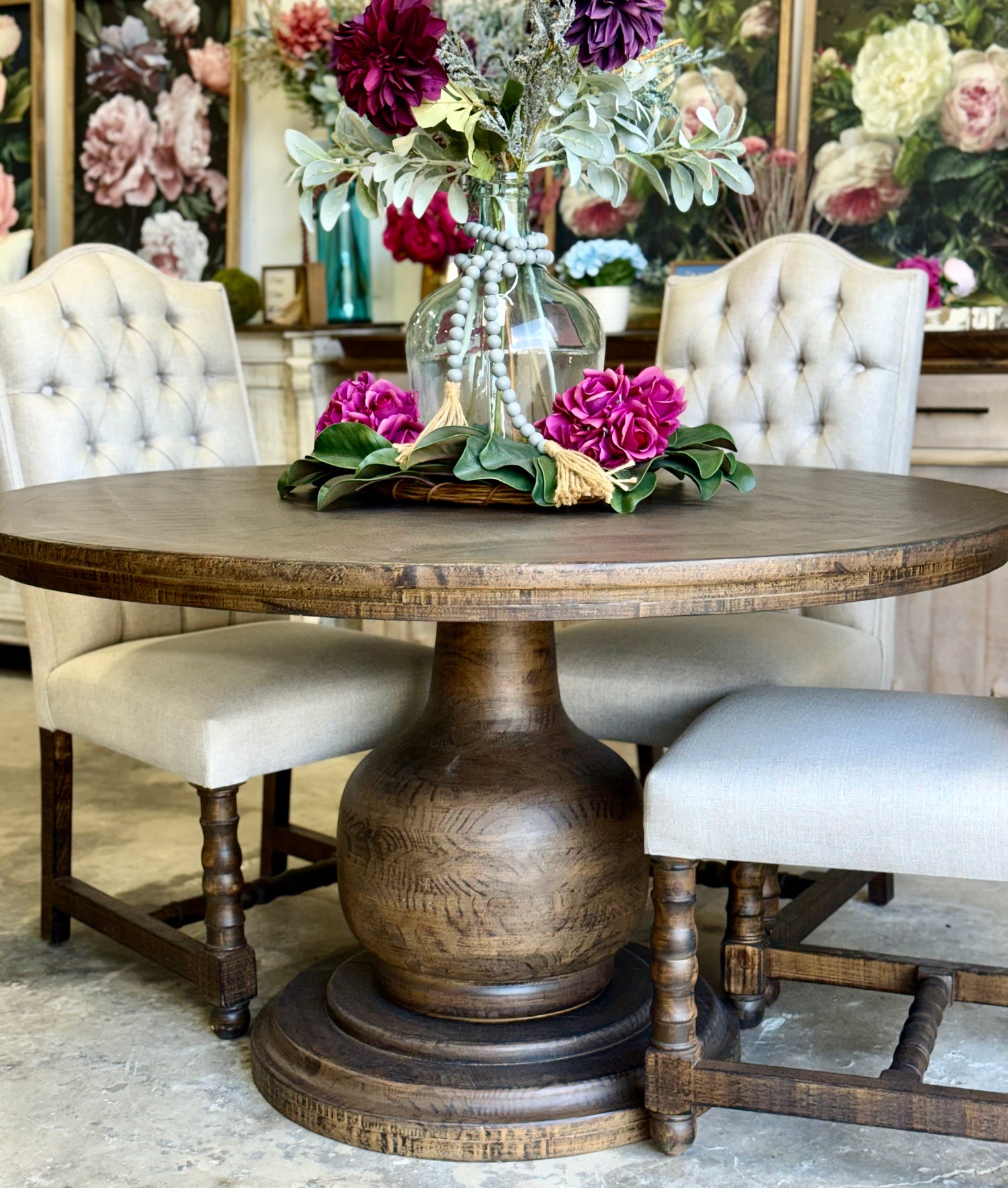 Lilly 54" Round Pedestal Dining Table-Honeywood™