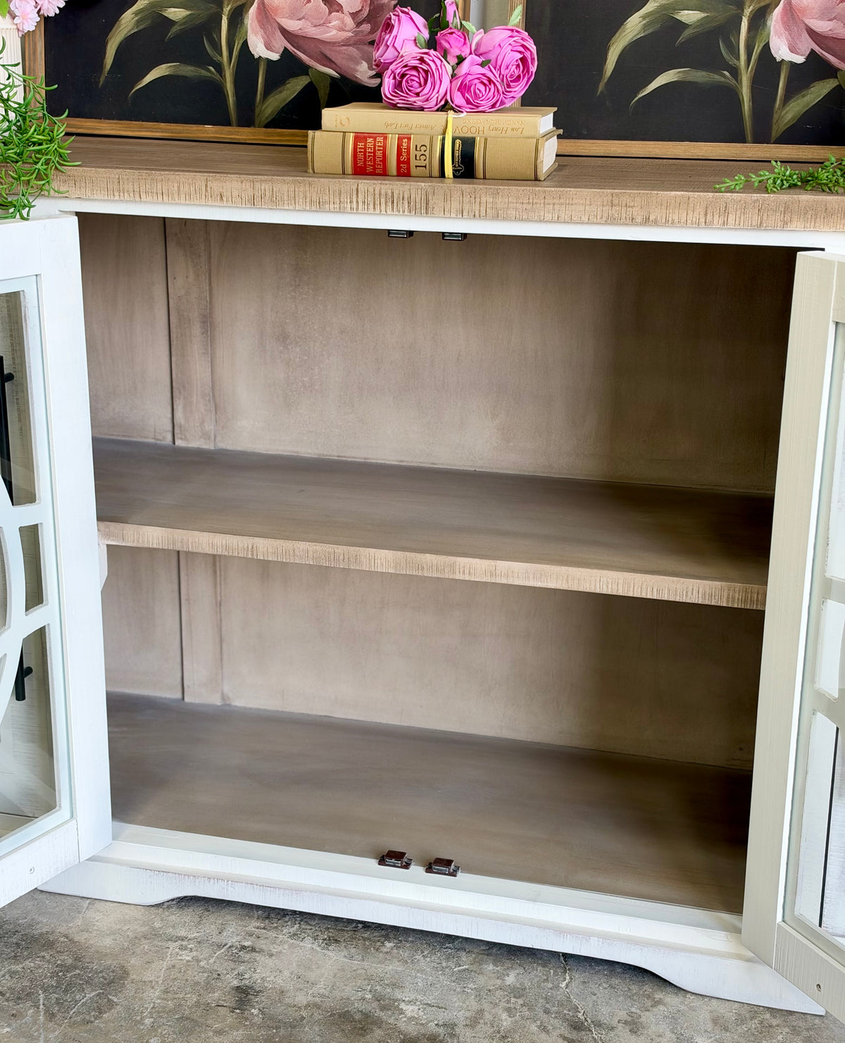 Circle Door Console-Frosted Linen/Sandstone