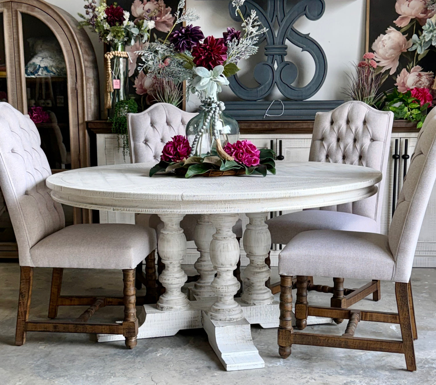 Kennedy 63&quot; Round Dining Table-White Wheat