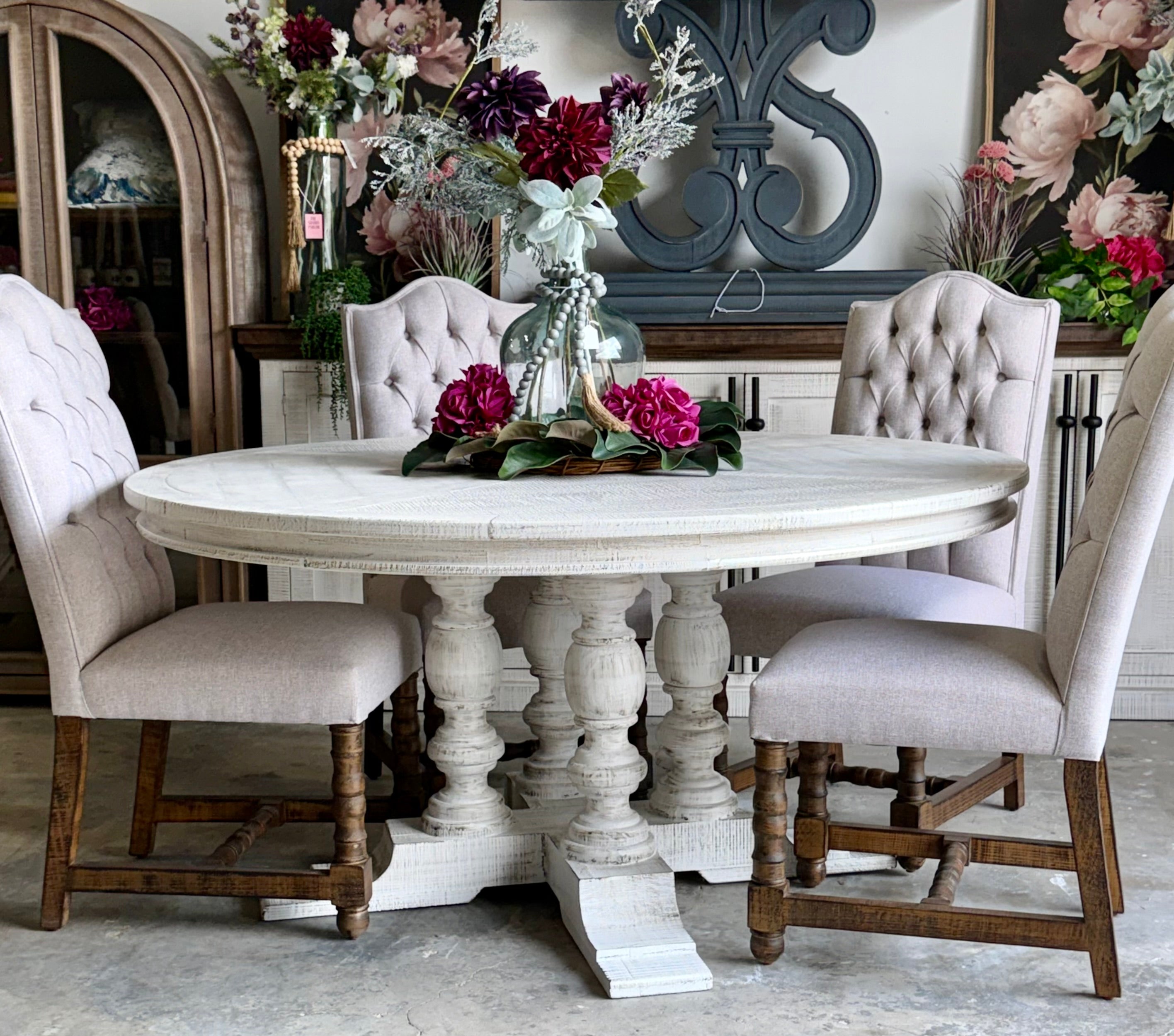 Kennedy 63&quot; Round Dining Table-White Wheat