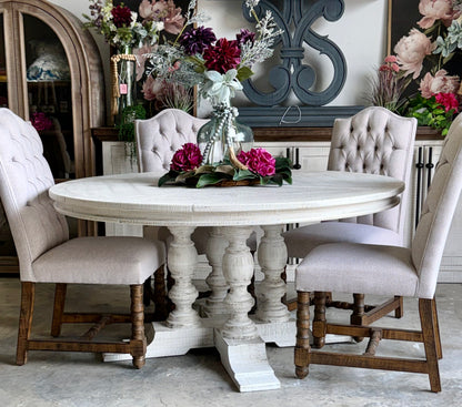 Kennedy 63&quot; Round Dining Table-White Wheat