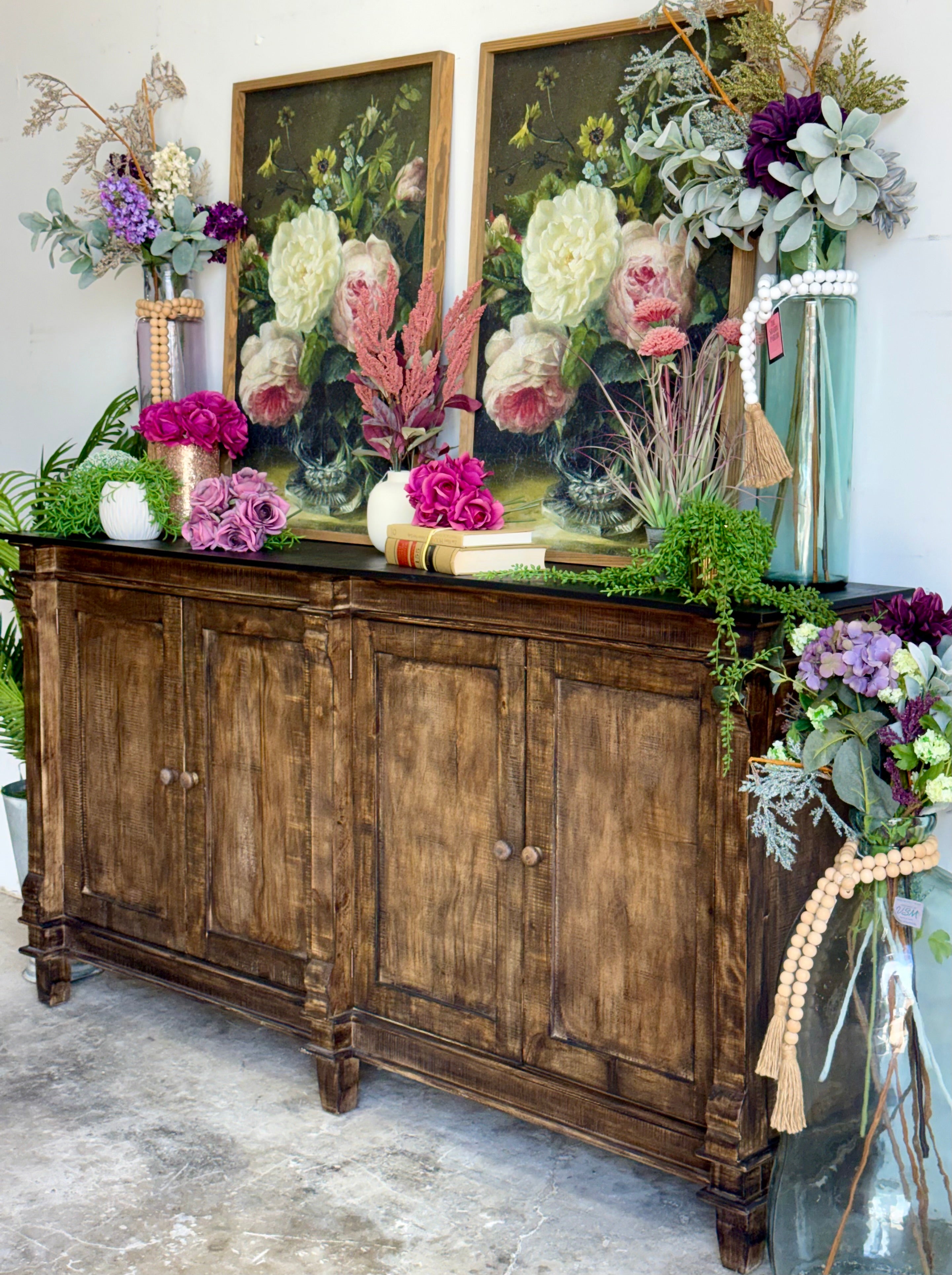 Allison 4 Door Console-Pecan/Black