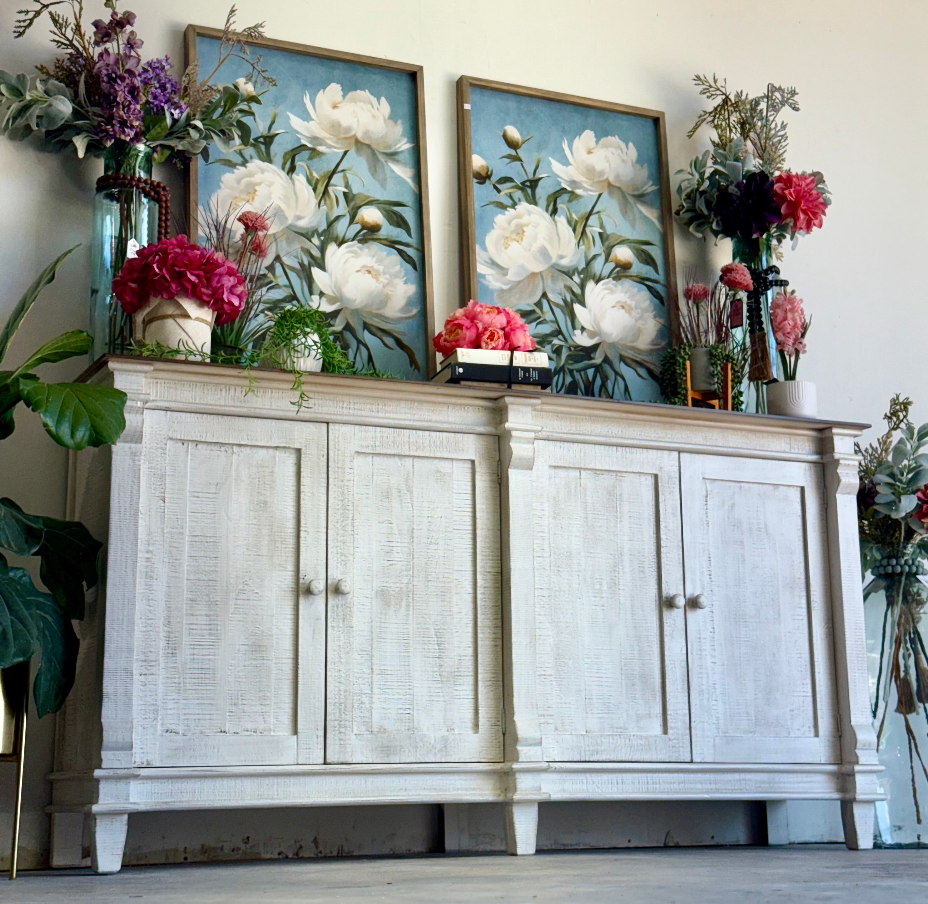 Allison 4 Door Console-White Wheat/Honeywood™