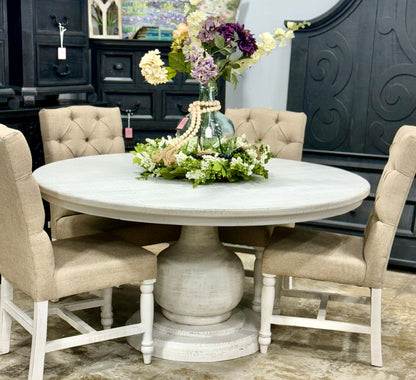 Lilly 60&quot; Round Pedestal Dining Table-White Wheat