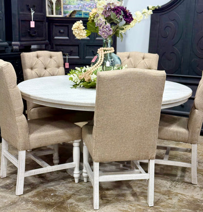 Lilly 60&quot; Round Pedestal Dining Table-White Wheat