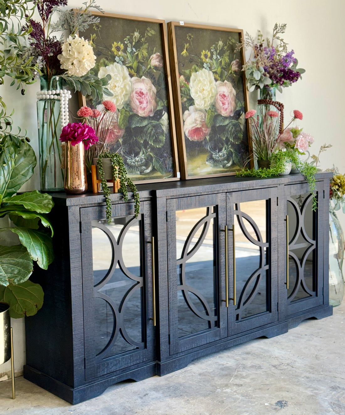 Circle Door Console-Deep Blue/Gold