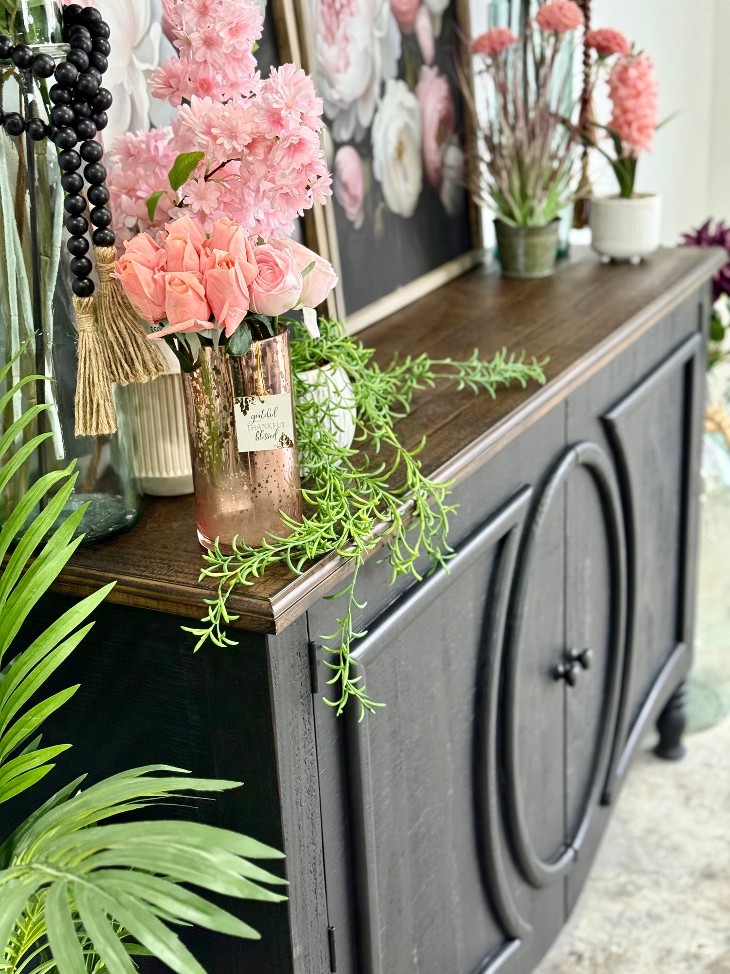 Natty Console- Handrubbed Black/Honeywood