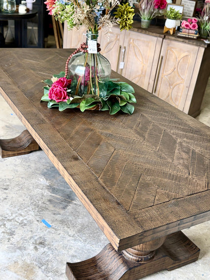 Myla 8 Foot Rounded Pedestal Table Set With 8 Upholstered chairs-Honeywood™