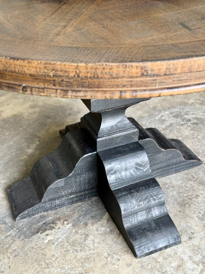 Callie 48" Round Table-Handrubbed Black/Honeywood