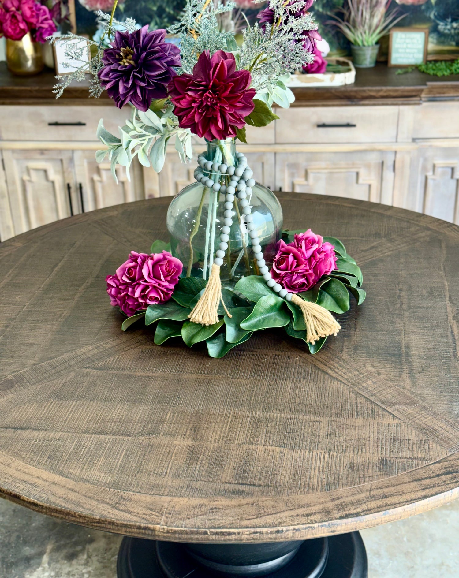 Lilly 60" Round Table - Handrubbed Black/Honeywood