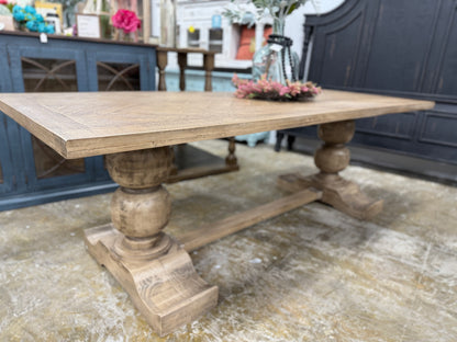 Myla 8 Foot Rounded Pedestal Table-Sandstone