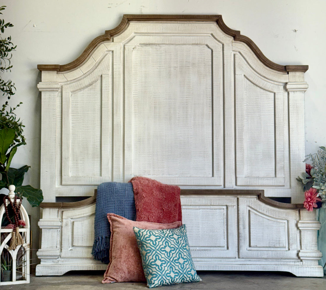Eden King Bed-White Wheat/Sandstone
