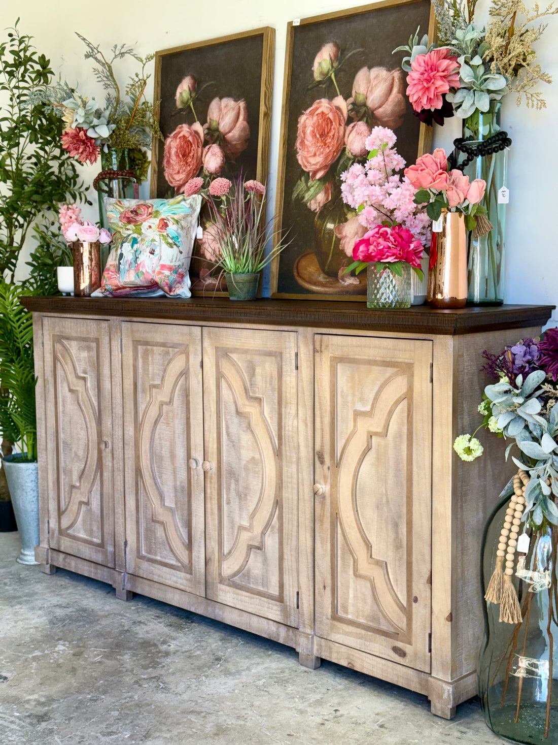Morgan 4 Door Console-Soft Drift/Honeywood