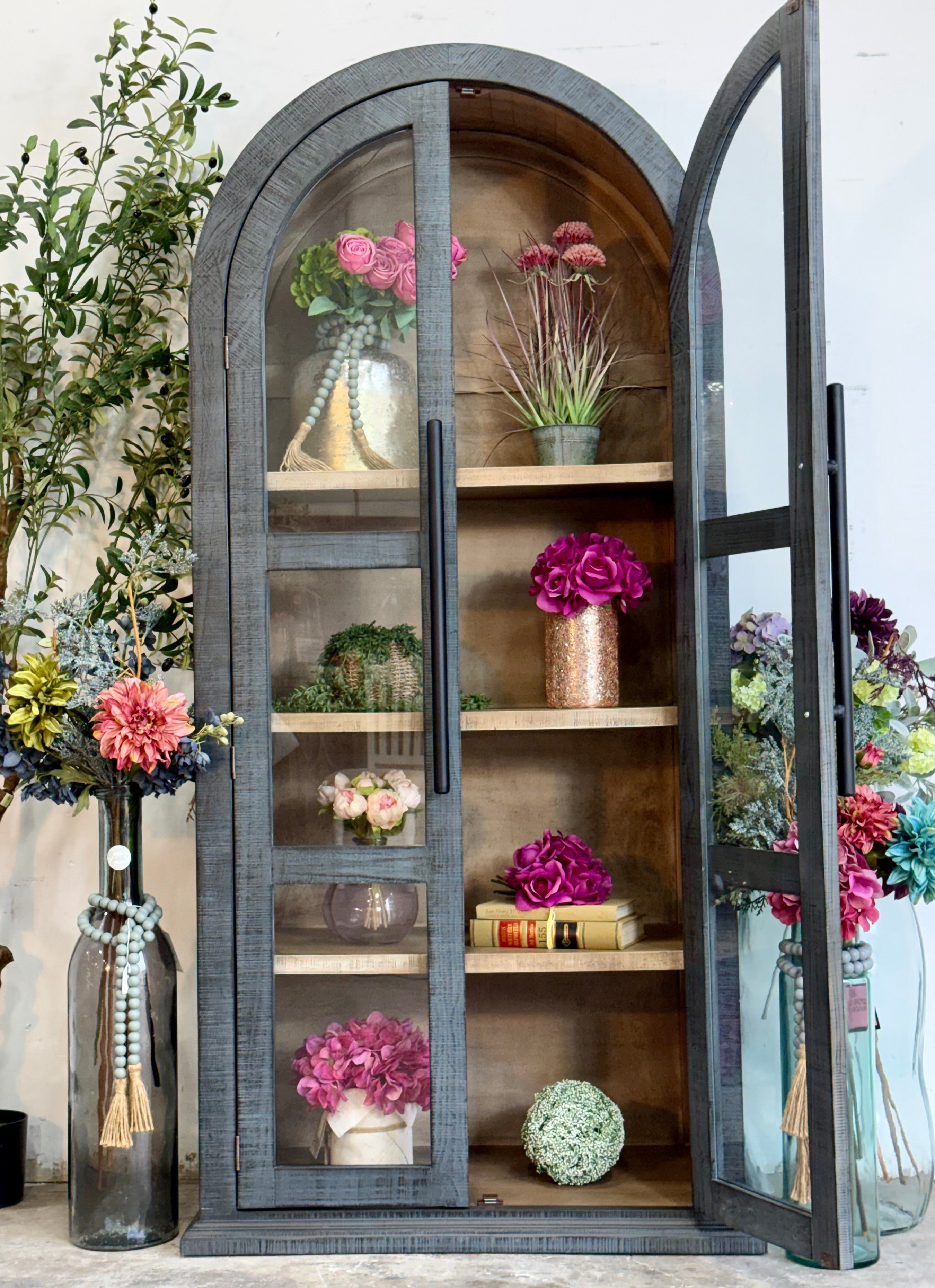 Libby Domed Vitrine- Blue Dusk/Cappuccino