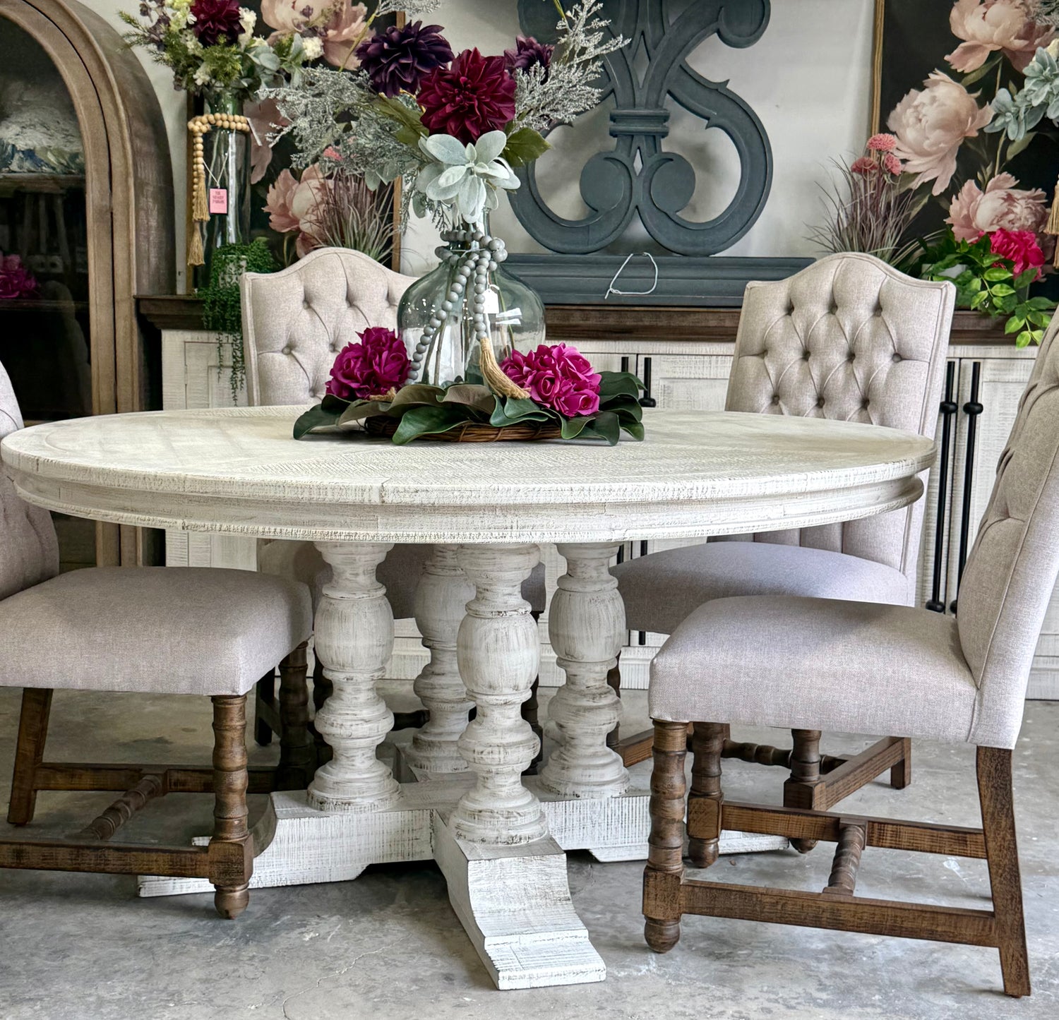 Kennedy 63&quot; Round Dining Table-White Wheat