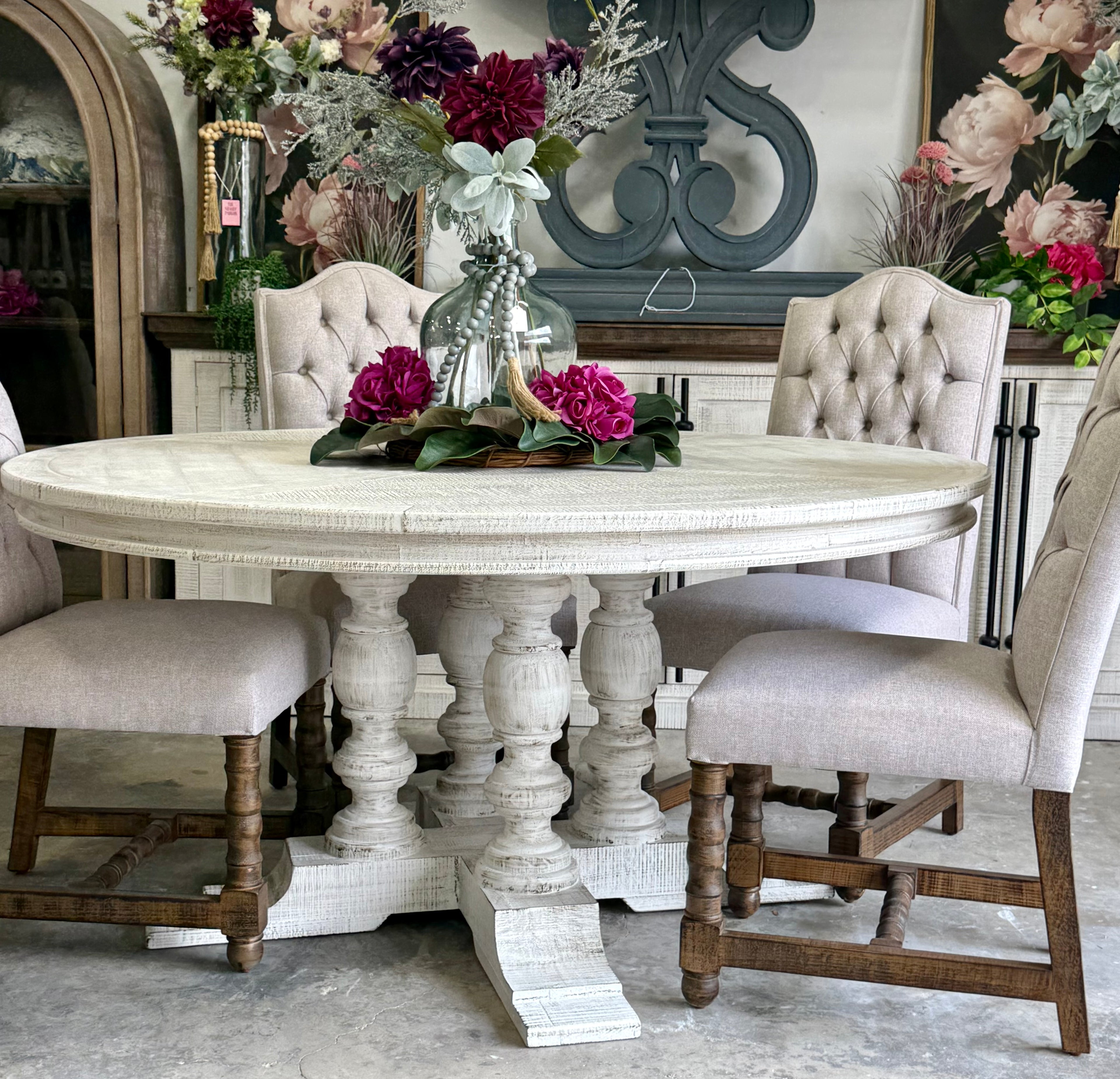 Kennedy 63&quot; Round Dining Table-White Wheat