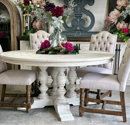 Kennedy 63&quot; Round Dining Table-White Wheat