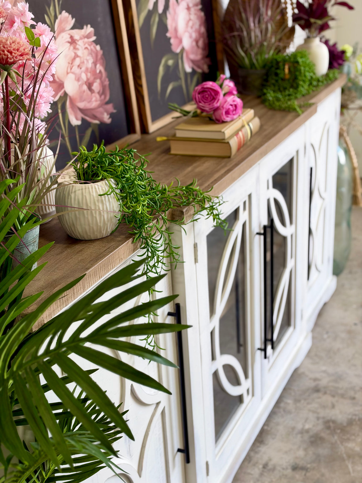 Circle Door Console-Frosted Linen/Sandstone