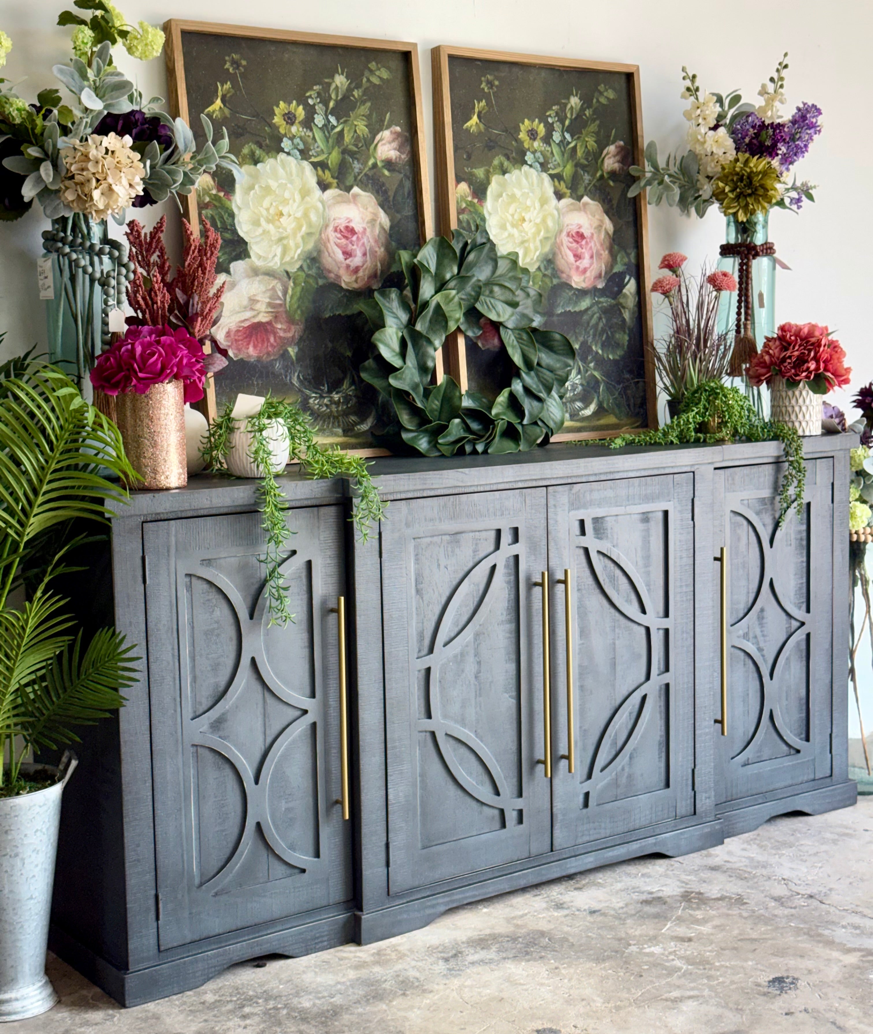 Circle Door Console-Blue Haze/Gold