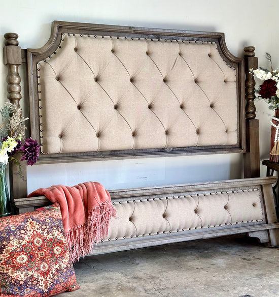 Charleston King Padded Bed Set-Granite