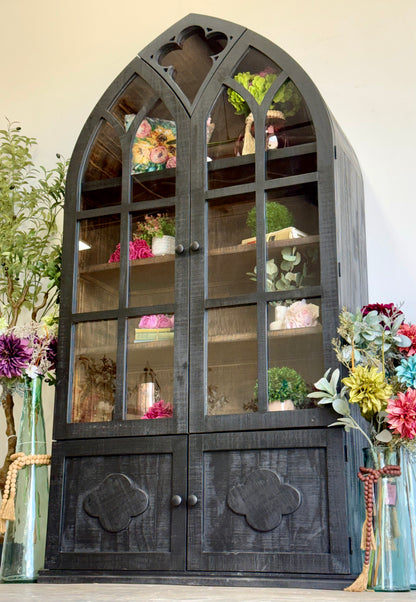 Cathedral Dome Vitrine-Black/Honeywood™