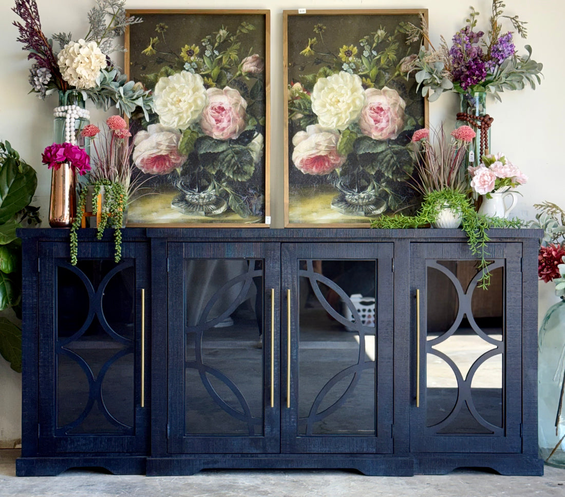 Circle Door Console-Deep Blue/Gold