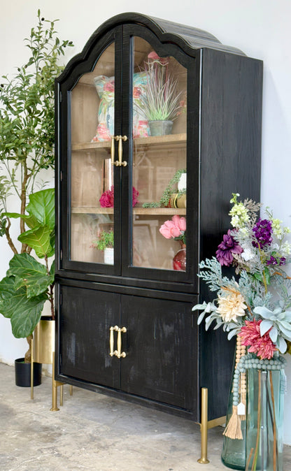 Paisley Curved Vitrine-Black/Cappucino Interior