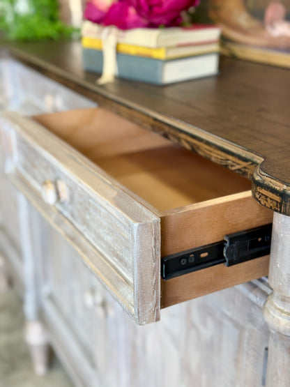 Celine 4 Door Console-Soft Drift/Honeywood